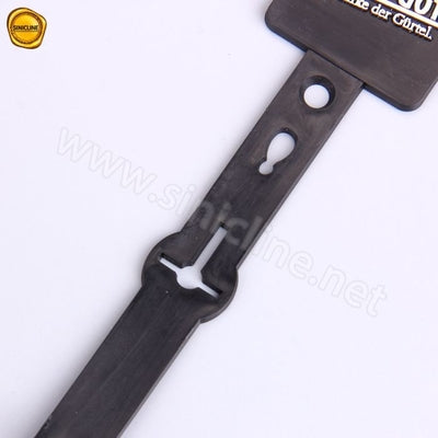 Silver Foil Embossed Logo Plastic Belt Hangers For Leather Belt